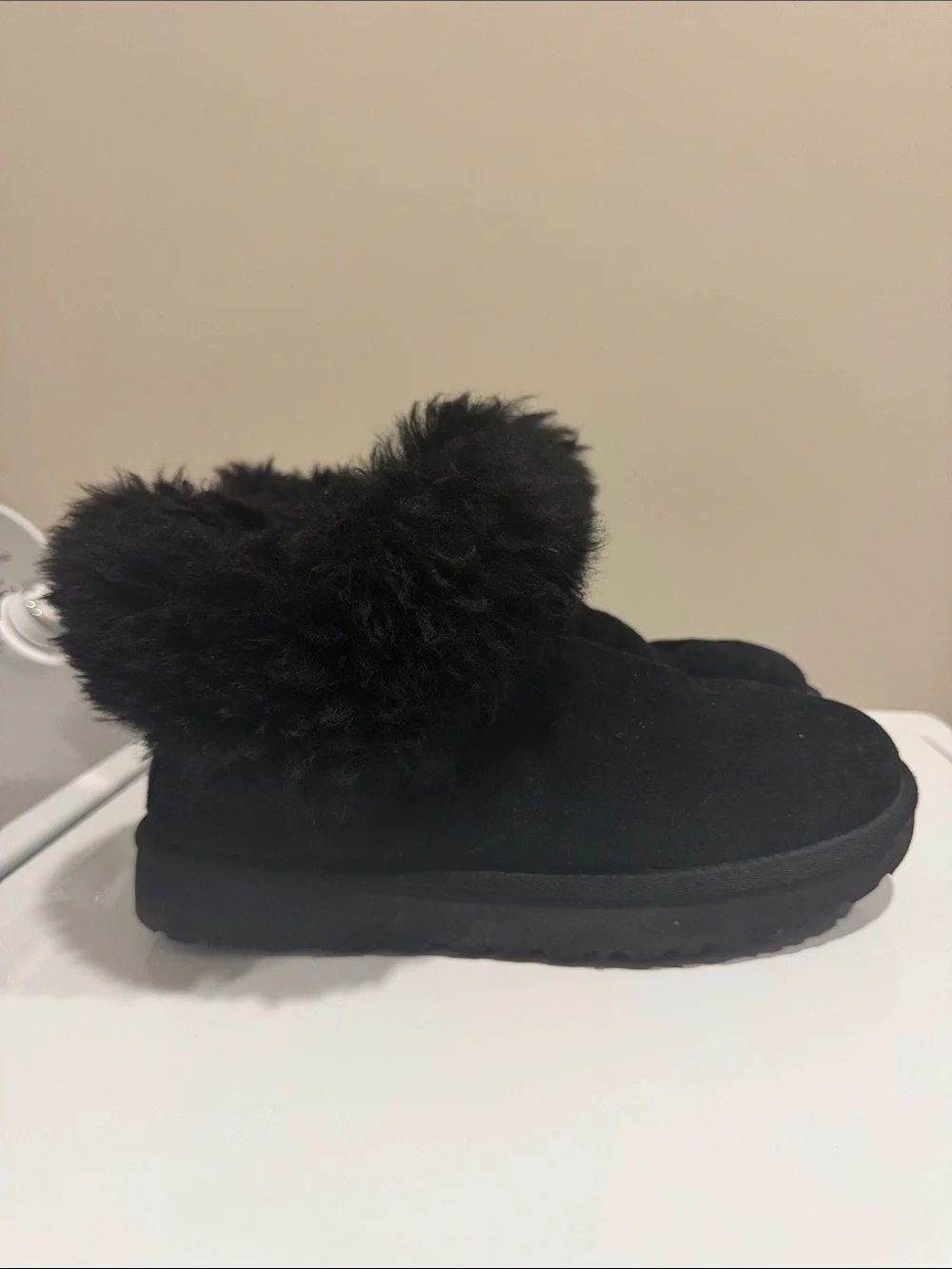 UGG women Black Shearling-Cuff Slip-On Boot